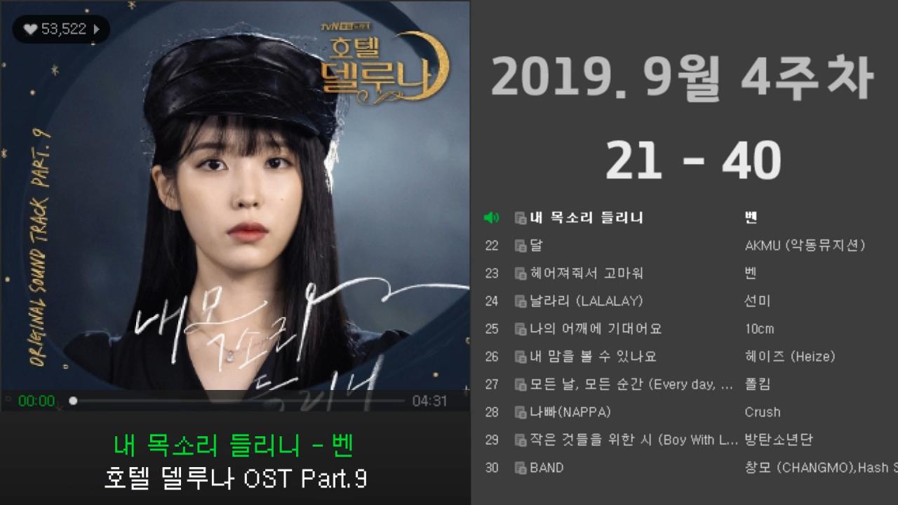 2019. 9월 4주 멜론 21-40 (음악, 가요, 노래, 최신, 차트, Top100) | SOOP VOD