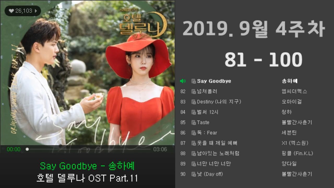 2019. 9월 4주 멜론 81-100 (음악, 가요, 노래, 최신, 차트, Top100) | SOOP VOD